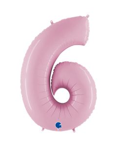 40" Pastel Pink Number 6 Foil Balloon Grabo