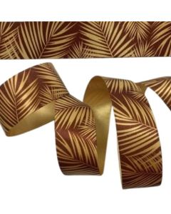 25mm Palm Leaf Ribbon Honey Gold/Rust On 20M Reel