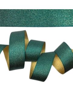 25mm Jewel Ribbon Honey Gold/Teal On 20M Reel