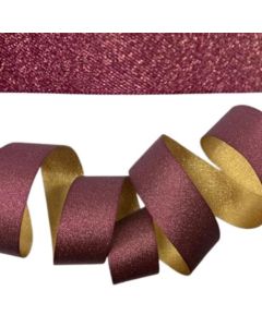 25mm Jewel Ribbon Honey Gold/Mulberry On 20M Reel