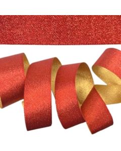 25mm Jewel Ribbon Honey Gold/Red On 20M Reel