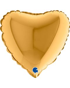 9" Gold Heart Air-Fill Foil Balloon Unpackaged Grabo