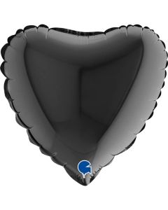 9" Black Heart Air-Fill Foil Balloon Unpackaged Grabo