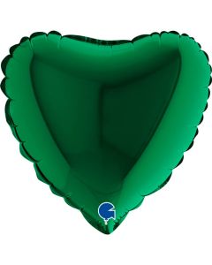 9" Dark Green Heart Air-Fill Foil Balloon Unpackaged Grabo