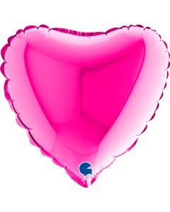 9" Magenta Heart Air-Fill Foil Balloon Unpackaged Grabo