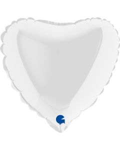 9" White Heart Air-Fill Foil Balloon Unpackaged Grabo
