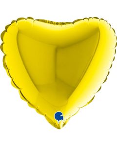 9" Yellow Heart Air-Fill Foil Balloon Unpackaged Grabo