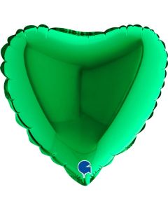 9" Green Heart Air-Fill Foil Balloon Unpackaged Grabo