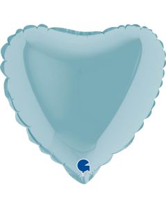 9" Pastel Blue Heart Air-Fill Foil Balloon Unpackaged Grabo