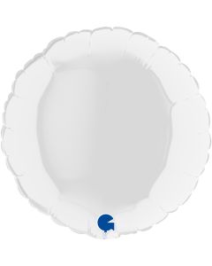 9" White Round Air-Fill Foil Balloon Unpackaged Grabo