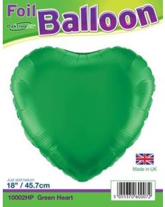 18" Green Heart Foil Balloon Oaktree
