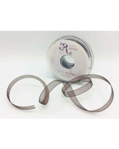 10mm Plain Organza Ribbon Chocolate Brown