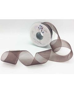 40mm Plain Organza Ribbon Chocolate Brown