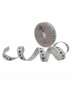 16mm Paw Print Ribbon Brown