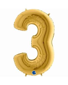 40" Gold-5 Number 3 Foil Balloon Grabo