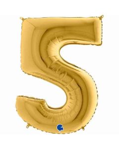 40" Gold-5 Number 5 Foil Balloon Grabo