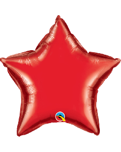 20" Ruby Red Star Foil Balloon Unpackaged Pk50 Qualatex