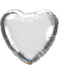 36" Silver Heart Foil Balloon Unpackaged Qualatex