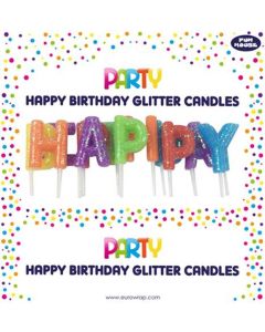 HAPPY BIRTHDAY GLITTER CANDLES MULTI - 12825-HBM-OBB/1