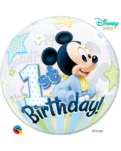 22" Blue Age 1 Mickey Mouse Bubble Qualatex