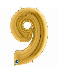 40" Gold-5 Number 9 Foil Balloon Grabo
