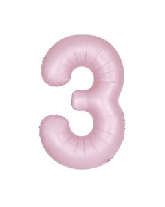 34" Matte Lovely Pink Number 3 Foil Balloon Unique