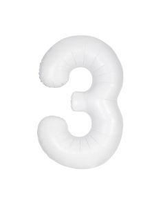 34" PKG MATT WHITE FOIL BALLOON AGE 3 - 13963