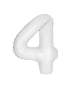 34" Matte White Number 4 Foil Balloon Unique