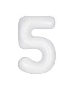 34" PKG MATT WHITE FOIL BALLOON AGE 5 - 13965