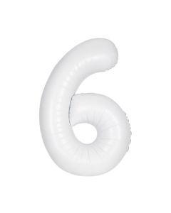 34" Matte White Number 6 Foil Balloon Unique