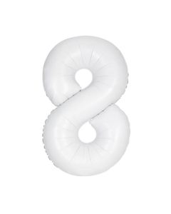 34" Matte White Number 8 Foil Balloon Unique