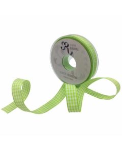 15mm Gingham Ribbon Green
