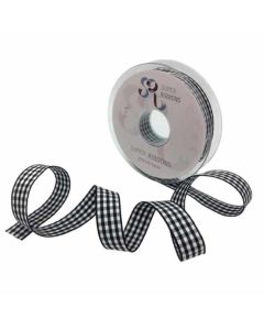 15mm Gingham Ribbon Black