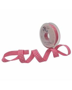 15mm Gingham Ribbon Shocking Pink