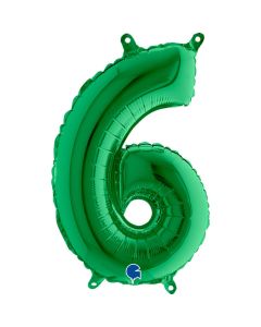 Number 6 Green Mini Foil Balloon - 14036GR-P