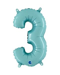 14" Pastel Blue Number 3 Air-Fill Foil Grabo
