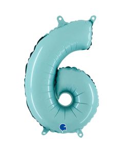 14" Pastel Blue Number 6 Air-Fill Foil Grabo