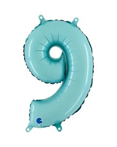 14" Pastel Blue Number 9 Air-Fill Foil Grabo