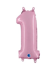 14" Pastel Pink Number 1 Air-Fill Foil Grabo