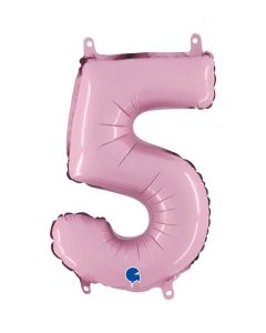14" Pastel Pink Number 5 Air-Fill Foil Grabo