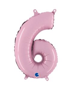 14" Pastel Pink Number 6 Air-Fill Foil Grabo