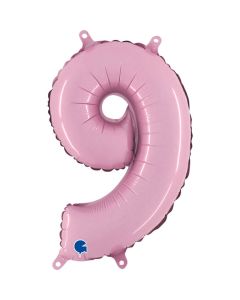 14" Pastel Pink Number 9 Air-Fill Foil Grabo