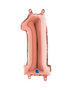 14" Rose Gold Number 1 Air-Fill Foil Grabo