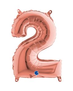 14" Rose Gold Number 2 Air-Fill Foil Grabo