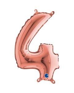 14" Rose Gold Number 4 Air-Fill Foil Grabo
