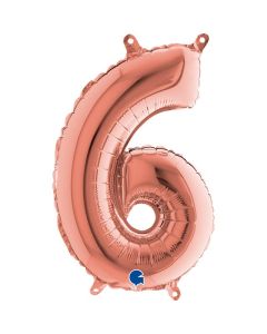 14" Rose Gold Number 6 Air-Fill Foil Grabo