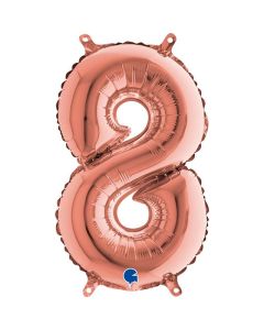 14" Rose Gold Number 8 Air-Fill Foil Grabo