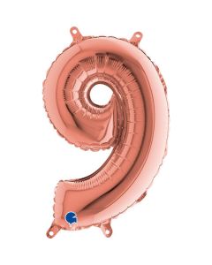 14" Rose Gold Number 9 Air-Fill Foil Grabo