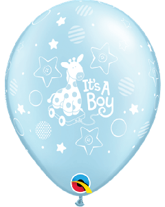 11" Pearl Light Blue It’s a Boy Soft Giraffe Latex 25pk Qualatex