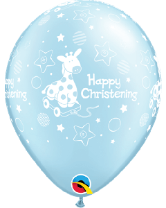 11" Round Latex Balloons Pearl Lt Blue Pk25 Christening Soft Giraffe